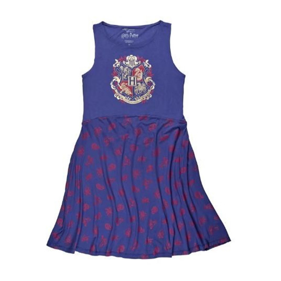 Women Harry Potter All Over Print Hogwarts Crest Collar Sun Dress Size Large NWT - Picture 1 of 9